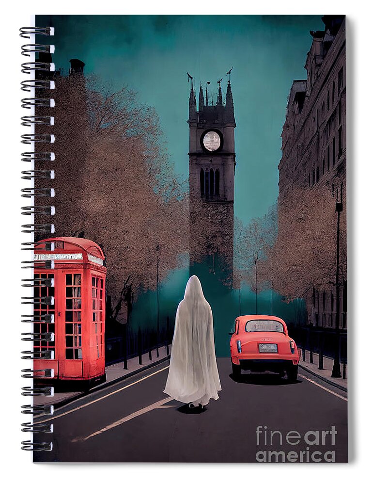 Big Ben Clock Spiral Notebook featuring the painting Big Ben Ghost by N Akkash
