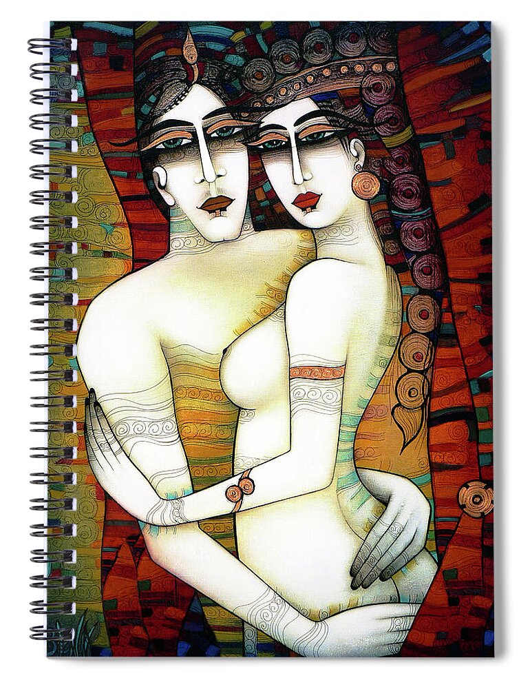 Albena Spiral Notebook featuring the painting Big big love by Albena Vatcheva