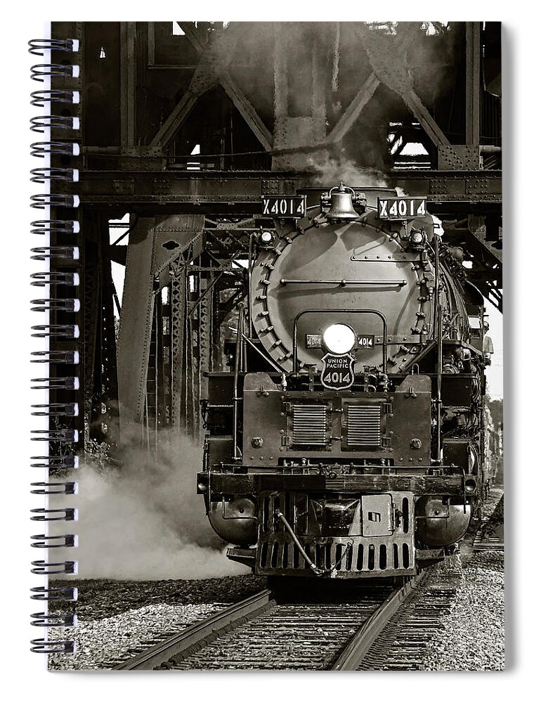 4014 Spiral Notebook featuring the photograph Big Boy 4014 in sepia by Andy Crawford