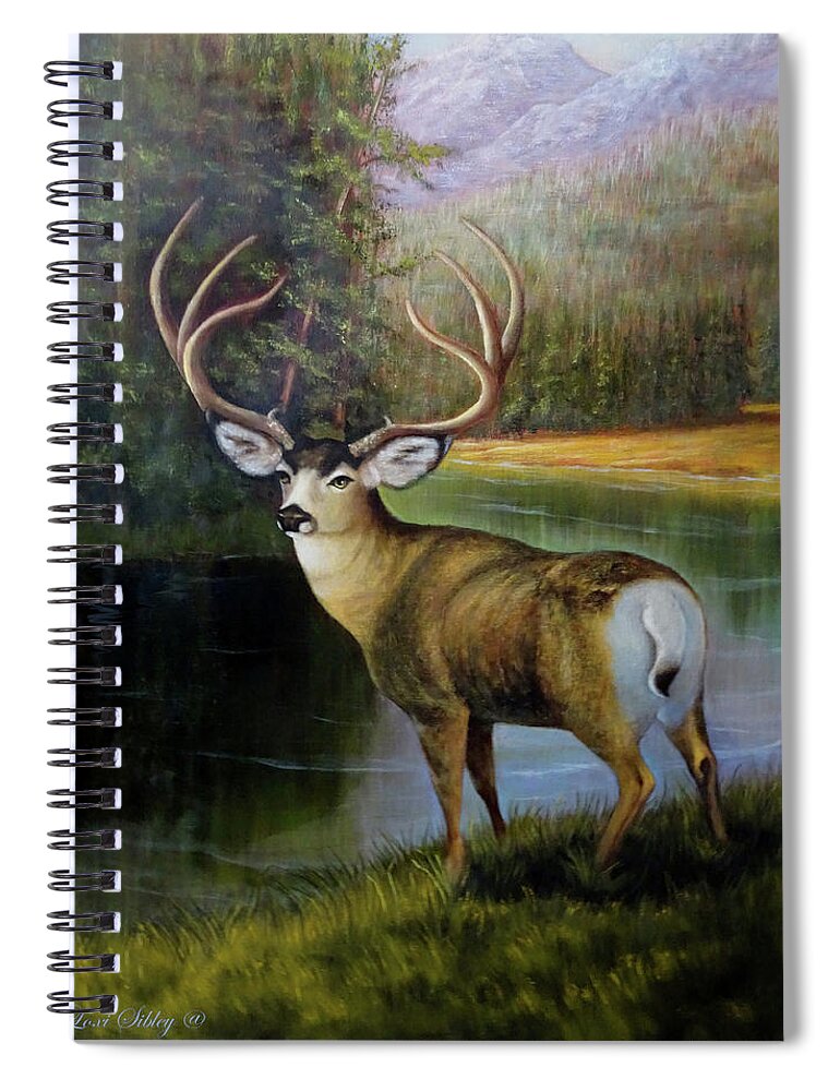 Forest Spiral Notebook featuring the painting Big Buck by Loxi Sibley