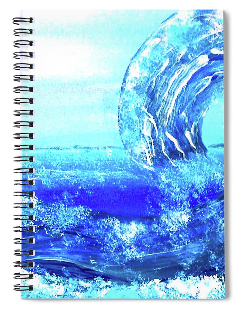 Blue Spiral Notebook featuring the painting Big Bue Wave 2 by Anna Adams