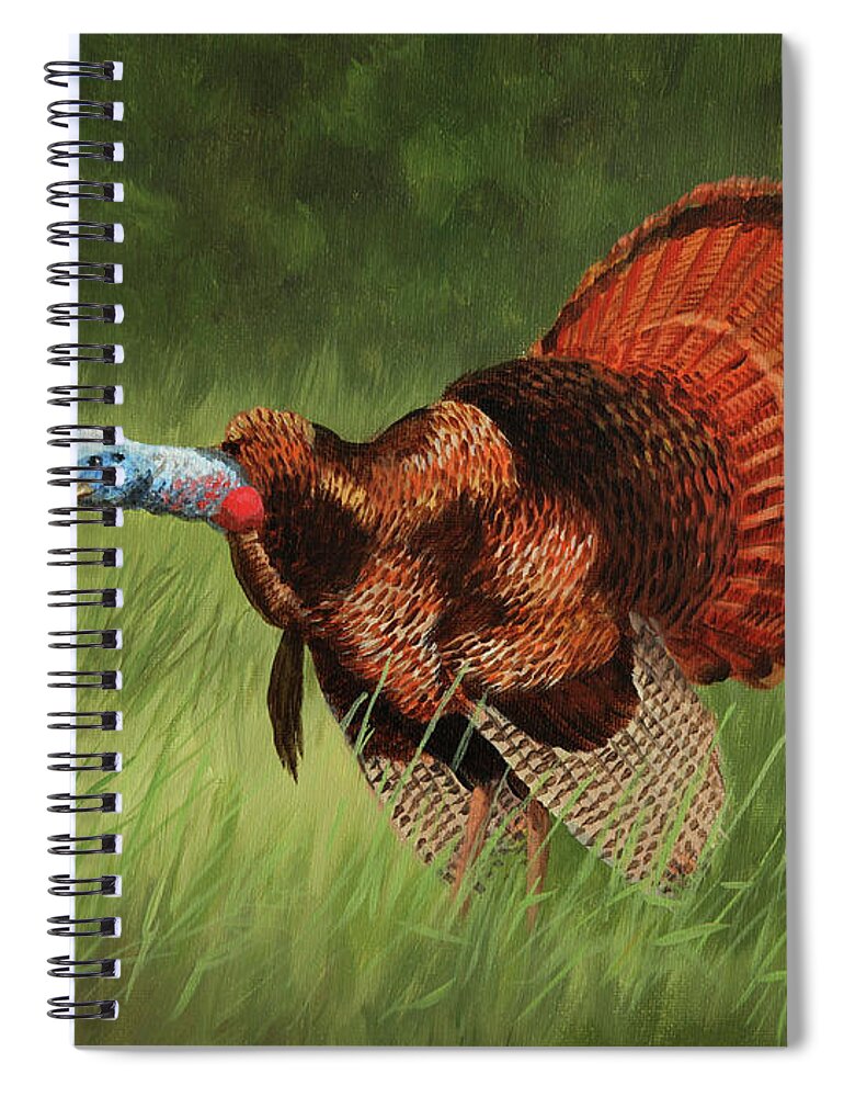 Turkey Spiral Notebook featuring the painting Big Gobbler by Guy Crittenden
