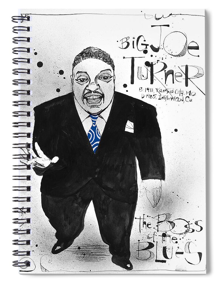  Spiral Notebook featuring the drawing Big Joe Turner by Phil Mckenney