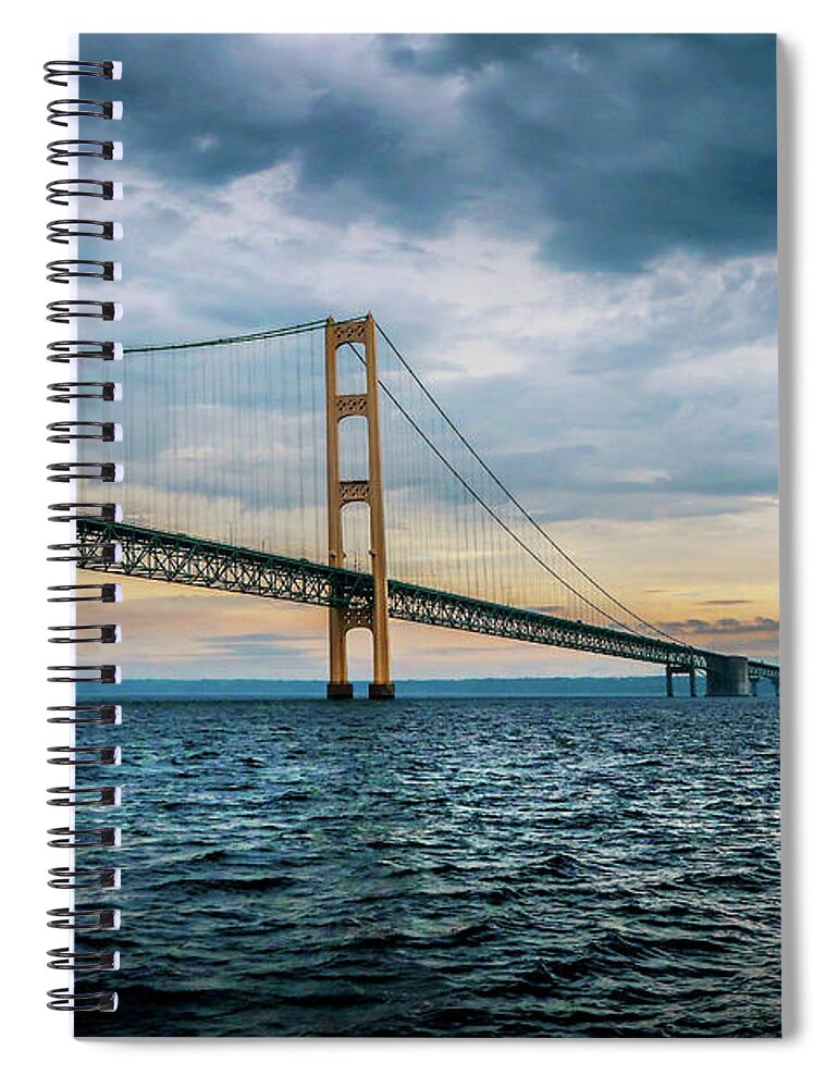 Ohana Spiral Notebook featuring the photograph Big Mac Bridge towards Upper Pennisula IMG_1306 by Michael Thomas