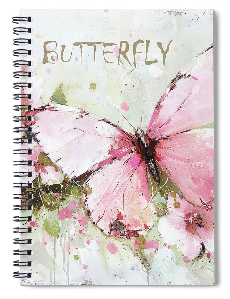 Butterfly Spiral Notebook featuring the painting Big Pink Butterfly by Tina LeCour
