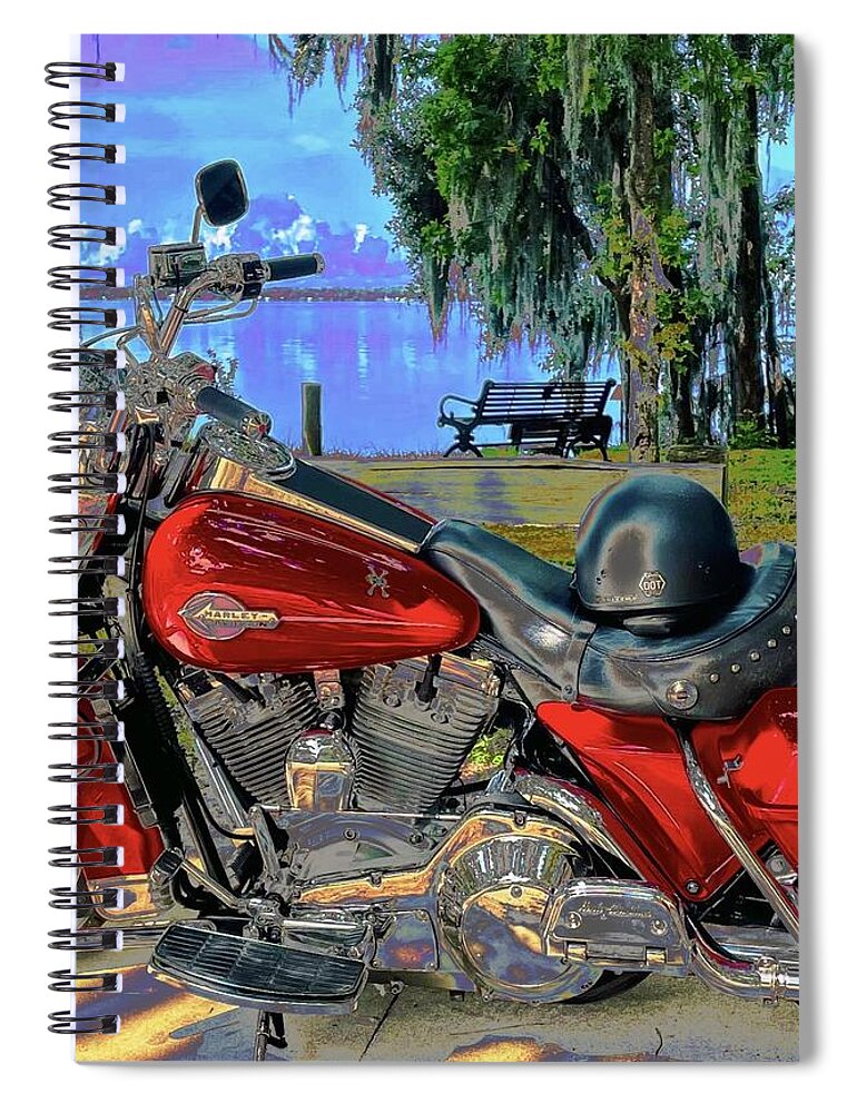Harley Davidson Spiral Notebook featuring the photograph Big Red by John Anderson