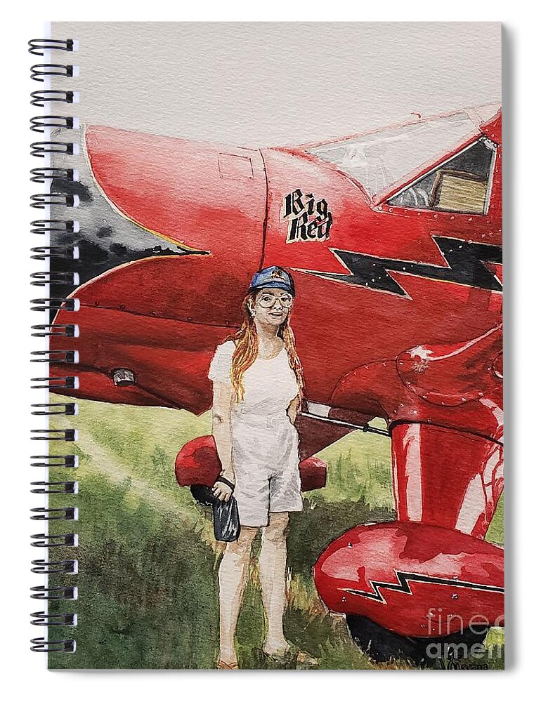 Redhead Spiral Notebook featuring the painting Big Reds at the Airshow by Merana Cadorette