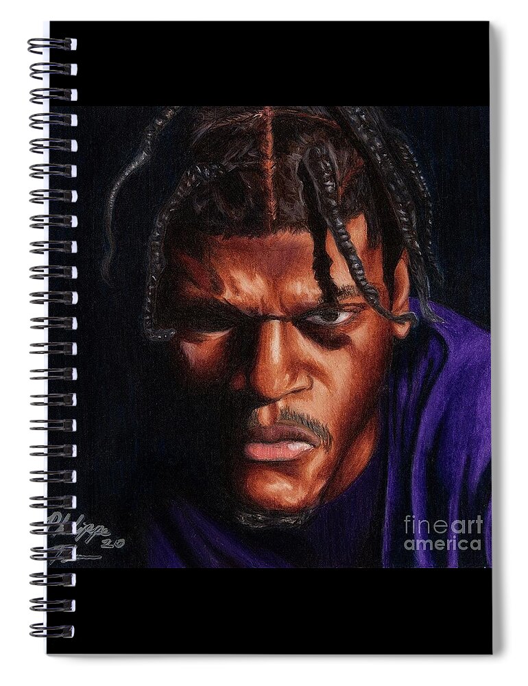 Baltimore Ravens Spiral Notebook featuring the drawing Big Truzz by Philippe Thomas