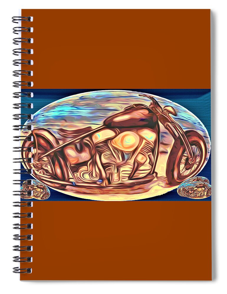 Vintage Motorcycle Spiral Notebook featuring the digital art Biken N' Eggs by Ronald Mills