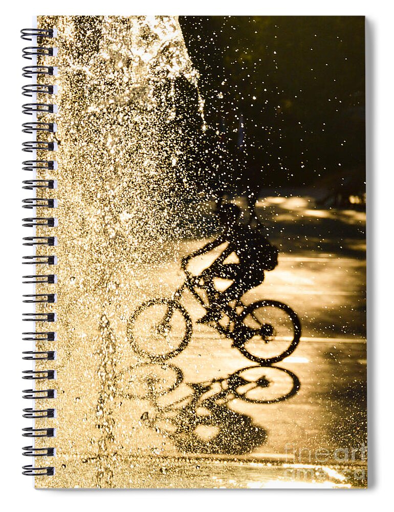 Silhouette Spiral Notebook featuring the photograph The bike rider in the water by Yavor Mihaylov