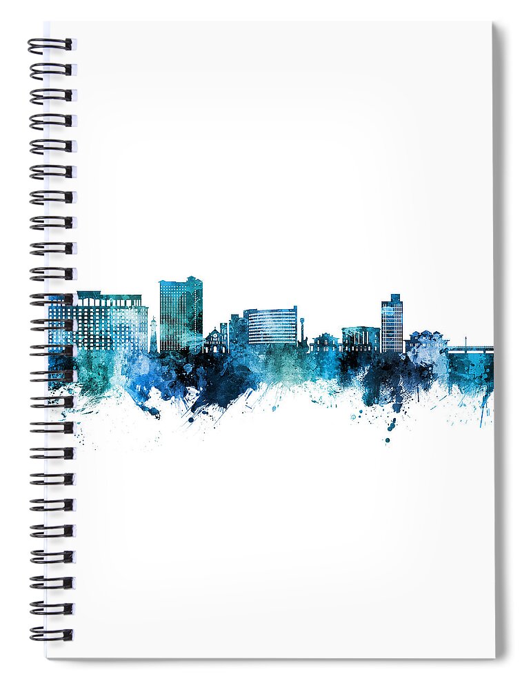 Biloxi Spiral Notebook featuring the digital art Biloxi Mississippi Skyline #03 by Michael Tompsett