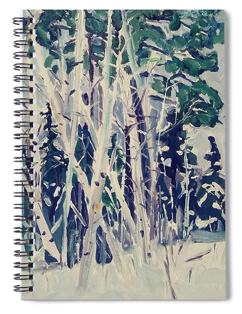 Birch Spiral Notebook featuring the painting Birch Grove by Rodger Ellingson
