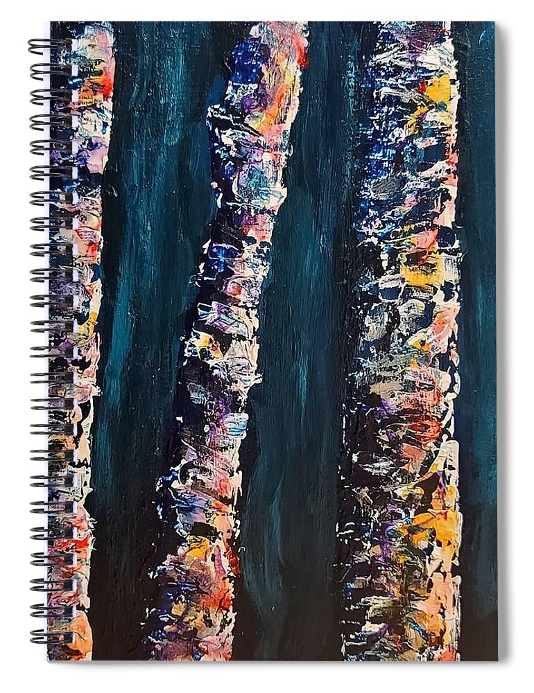 Birch Trees Spiral Notebook featuring the painting Birch Party by Terry Ann Morris