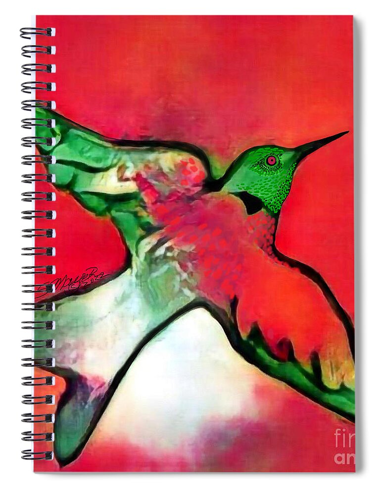Bird Art Spiral Notebook featuring the digital art Bird Flying Solo 007 by Stacey Mayer