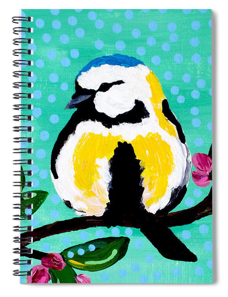 Bird Spiral Notebook featuring the painting Bird Teal by Beth Ann Scott