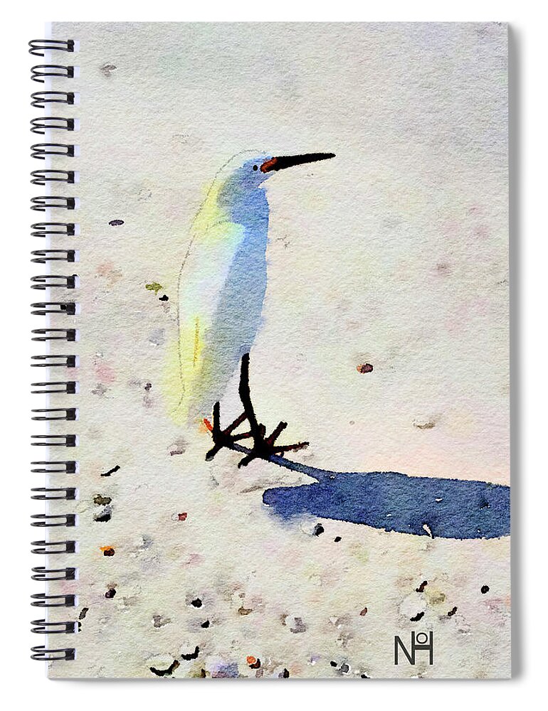 Ocean Spiral Notebook featuring the digital art Birdie Bird by Nancy Olivia Hoffmann