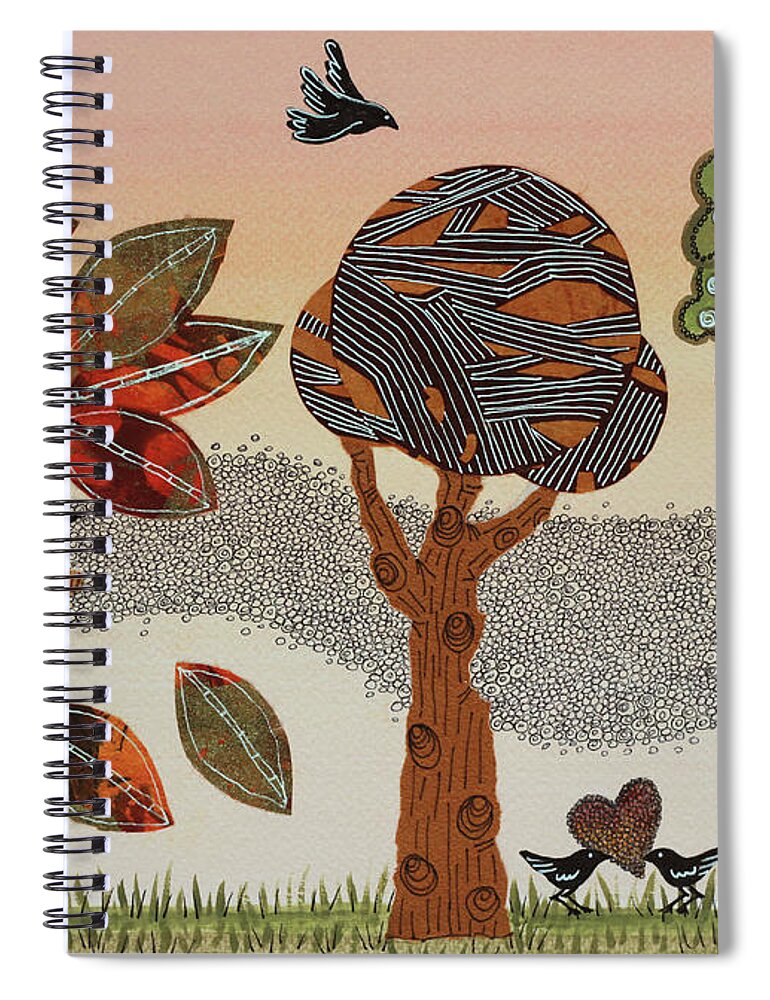 Trees Spiral Notebook featuring the painting Birds Refuge by Graciela Bello