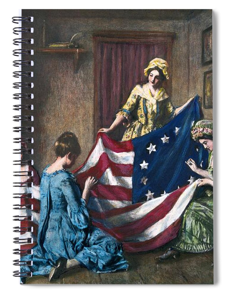 13 Star Flag Spiral Notebook featuring the painting Birth Of The Flag by Granger