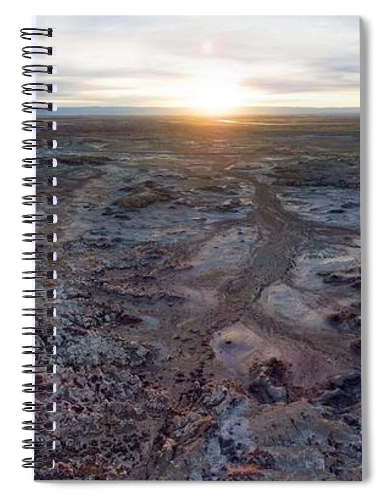 Landscape Spiral Notebook featuring the photograph Bisti Badlands Aerial by Aerial Santa Fe