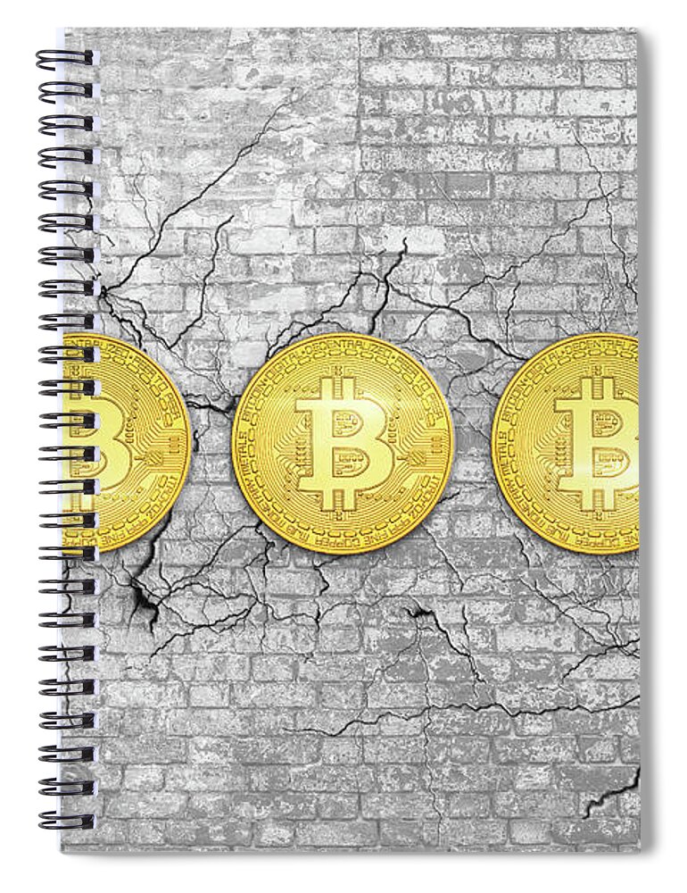 Bitcoin Spiral Notebook featuring the photograph Bitcoin price resistance 90000 dollars by Benny Marty