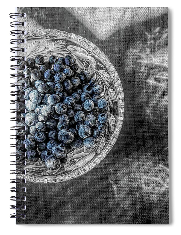 Black And White And Blueberry Spiral Notebook featuring the photograph Black and White and Blueberry by Sharon Popek