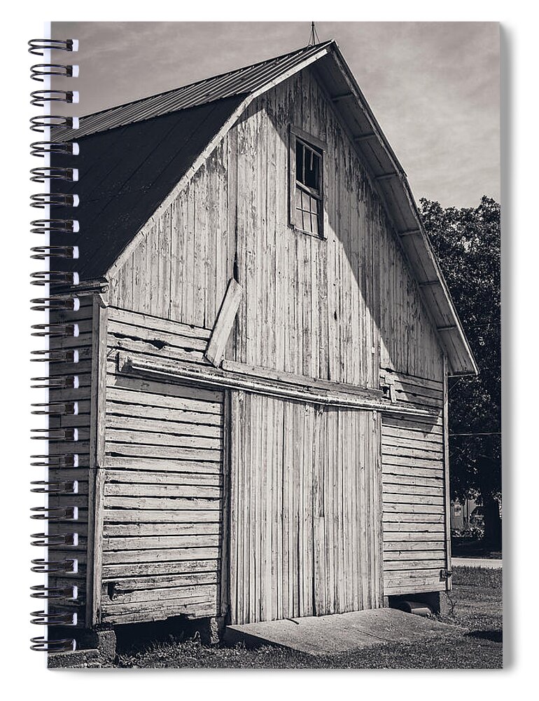 Barns Spiral Notebook featuring the photograph Black and White Barn by Kim Sowa