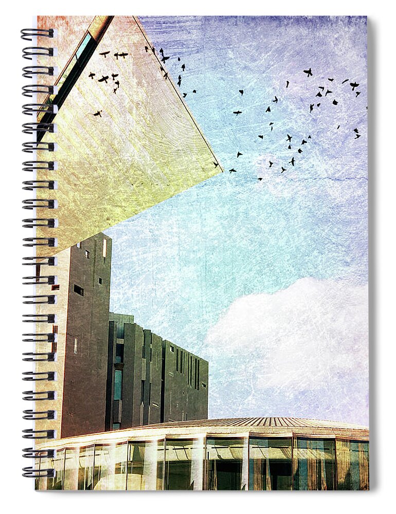 Black Birds Spiral Notebook featuring the photograph Black Birds and Architecture by Marilyn Hunt