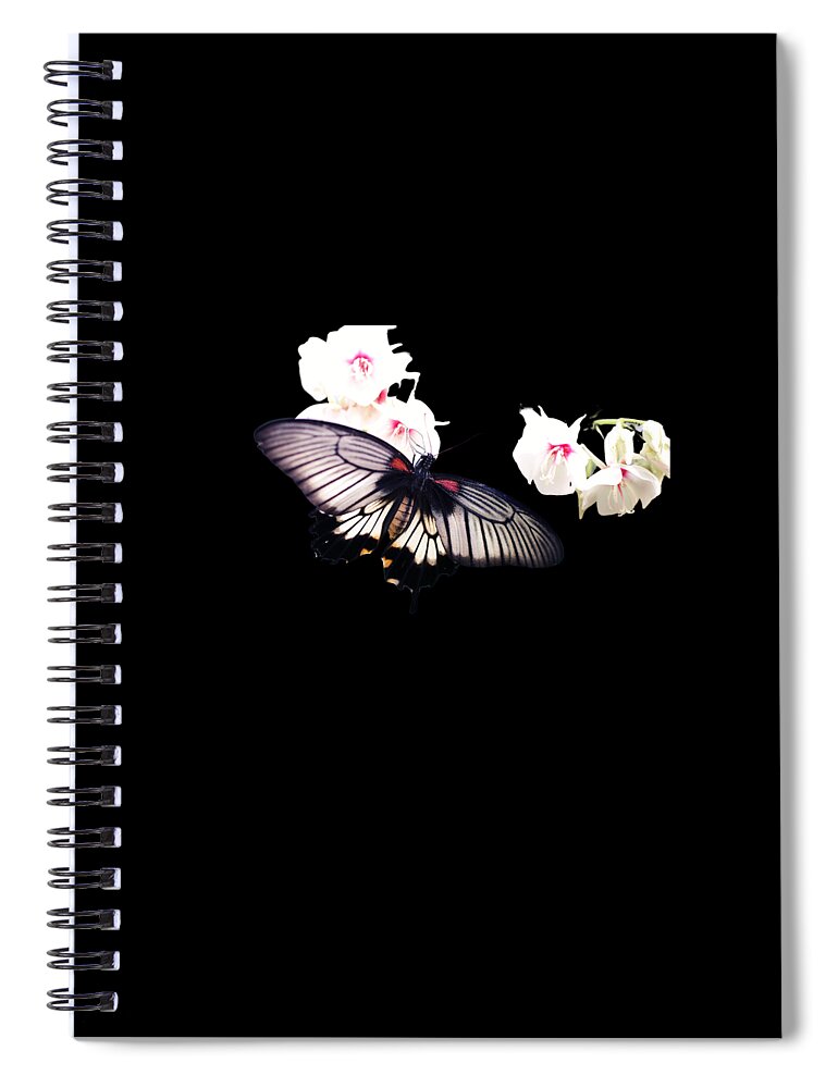 Black Butterfly Spiral Notebook featuring the digital art Black Butterfly Gifts by Caterina Christakos