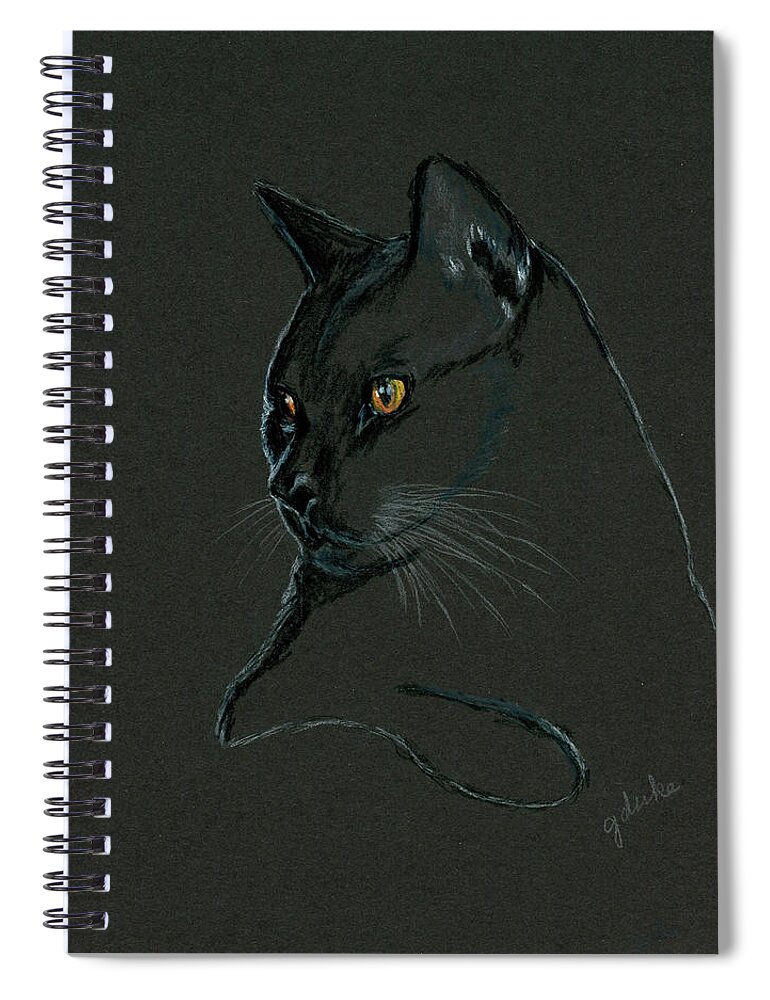 Cat Spiral Notebook featuring the photograph Black Cat by Gerri Duke