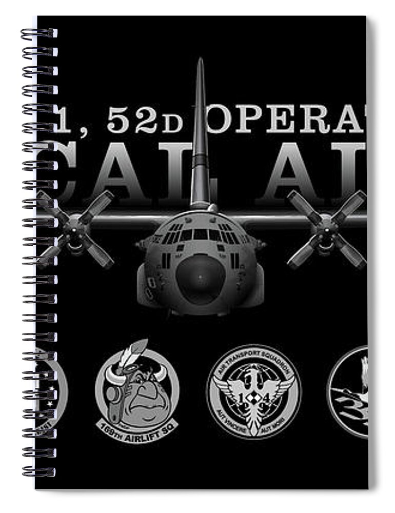 C-130h Spiral Notebook featuring the digital art Black Chrome Herk - Det 1 52nd Ops Group Edition by Michael Brooks