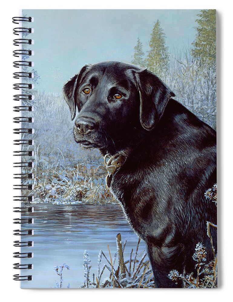 Scott Zoellick Spiral Notebook featuring the painting Black Lab by Scott Zoellick