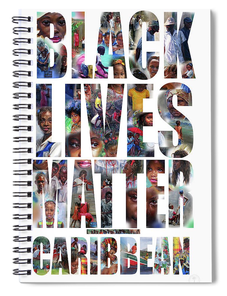 Black Lives Matter Spiral Notebook featuring the painting Black Lives Matter-Caribbean by Jonathan Gladding