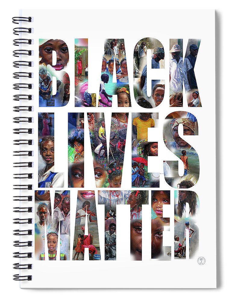 Black Lives Matter Spiral Notebook featuring the painting Black Lives Matter- white background by Jonathan Gladding