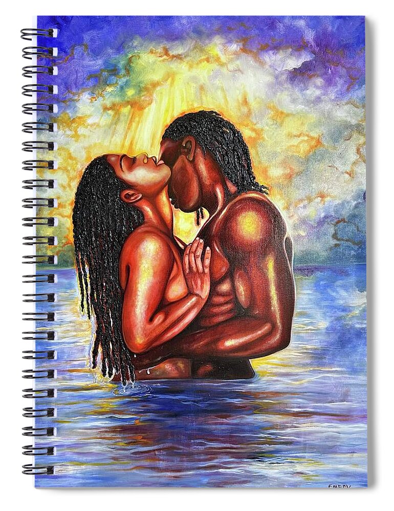 Artwork By African-american Artist Spiral Notebook featuring the painting Black love by Emery Franklin