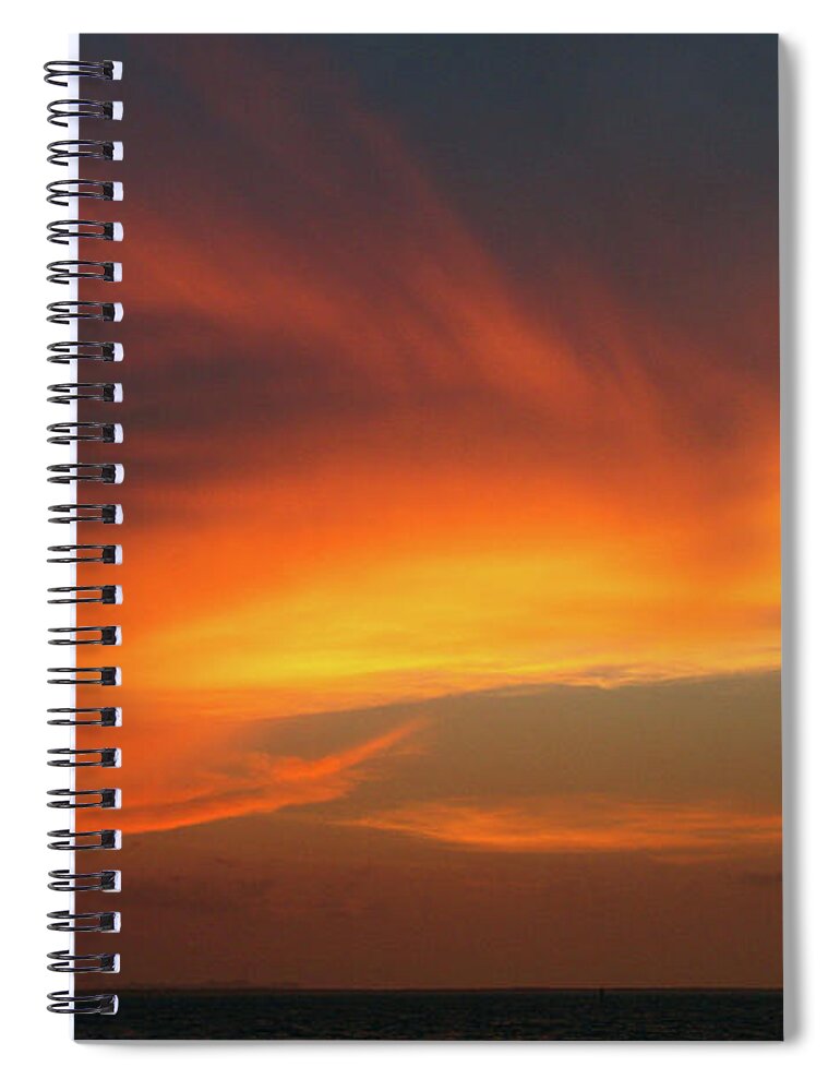 Mexico Spiral Notebook featuring the photograph Black Ocean, Orange Sky by Leslie Struxness