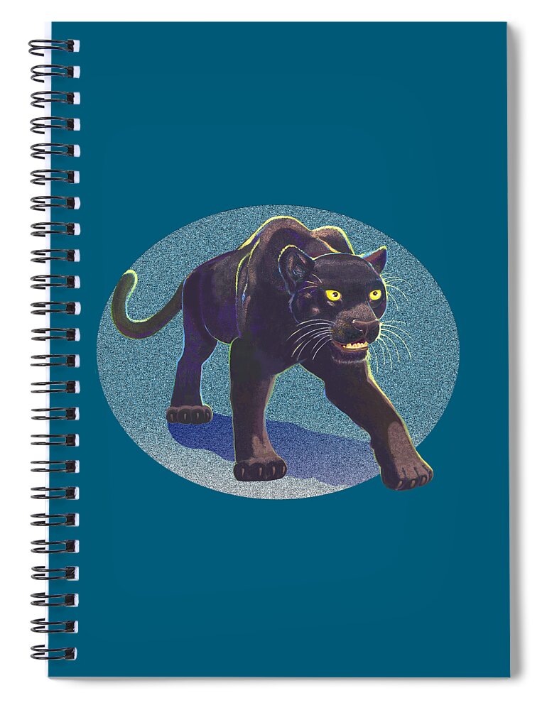 Panther Spiral Notebook featuring the mixed media Black Panther by J L Meadows