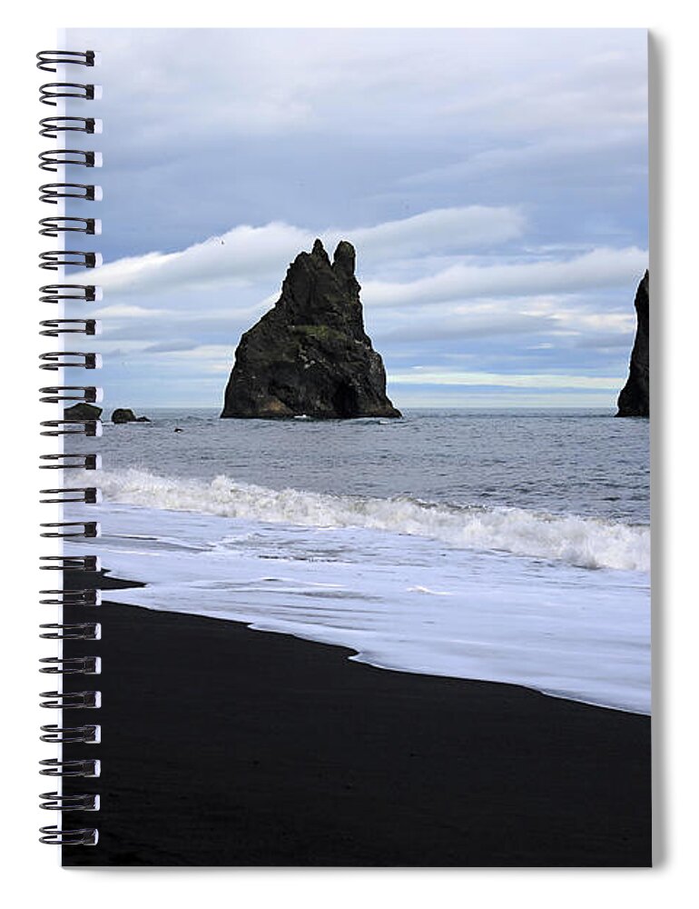 Black Sand Beach Spiral Notebook featuring the photograph Black Sand Beach - Vik, Iceland by Richard Krebs