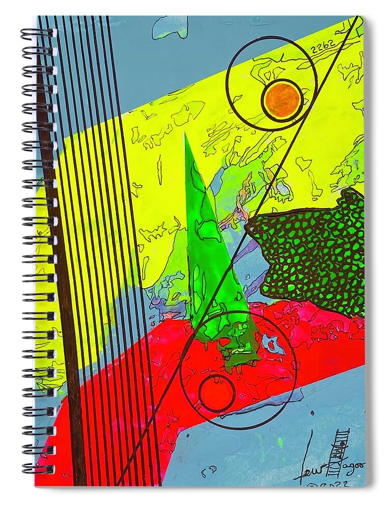  Spiral Notebook featuring the mixed media Black Strings Left 111411 by Lew Hagood