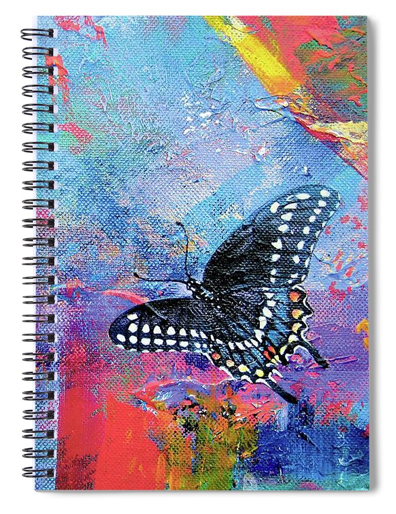 Butterfly Spiral Notebook featuring the painting Black Swallowtail by Pamela Kirkham