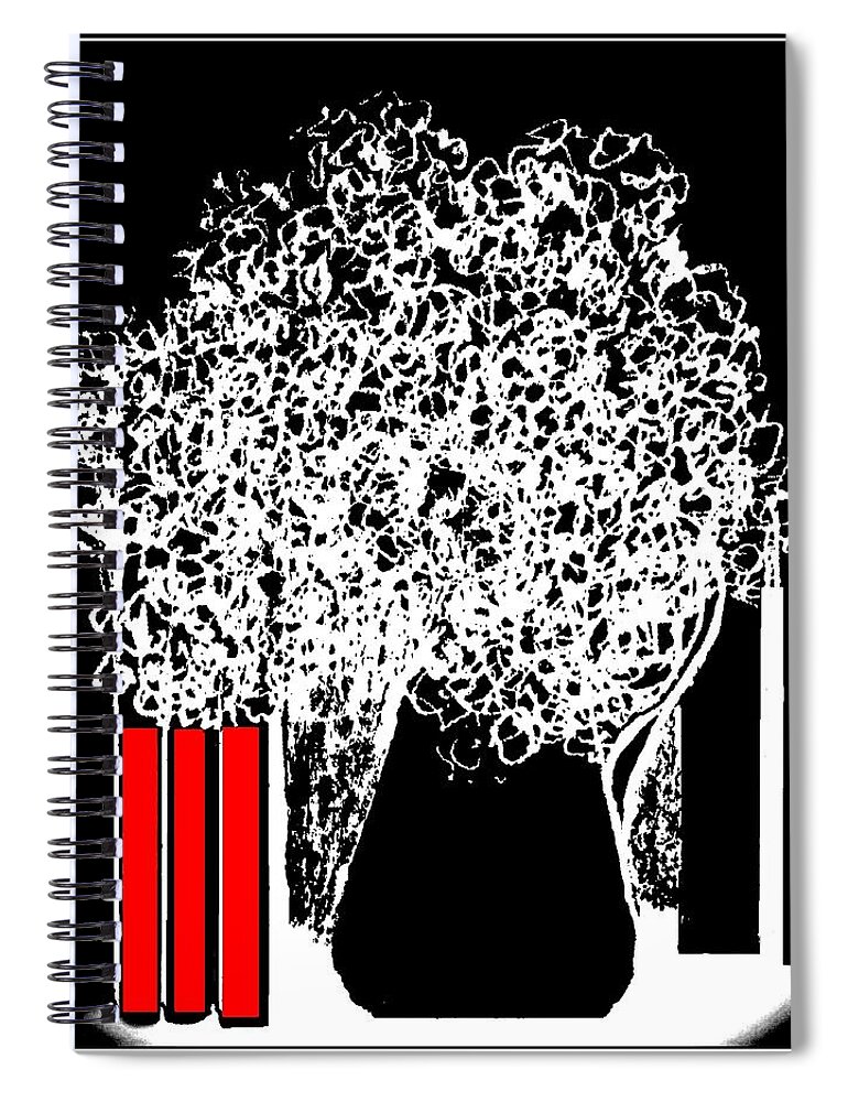 Black And White Spiral Notebook featuring the drawing Black-White-Red-all-over by VIVA Anderson