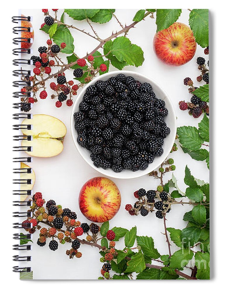 Blackberry Spiral Notebook featuring the photograph Blackberries and Apples Pattern by Tim Gainey