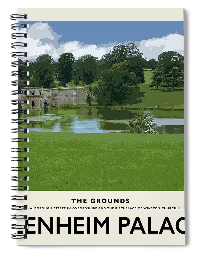 Blenheim Palace Spiral Notebook featuring the photograph Blenheim Grounds Cream Railway Poster by Brian Watt