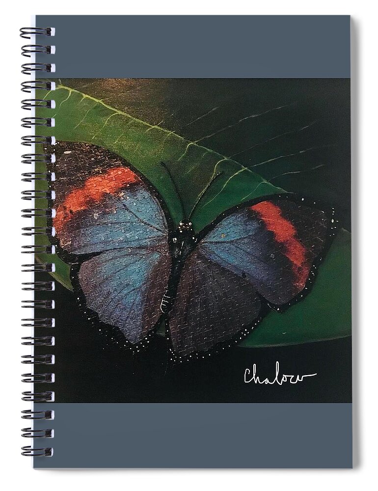 Butterfly Spiral Notebook featuring the painting Blessed Butterfly by Charles Young