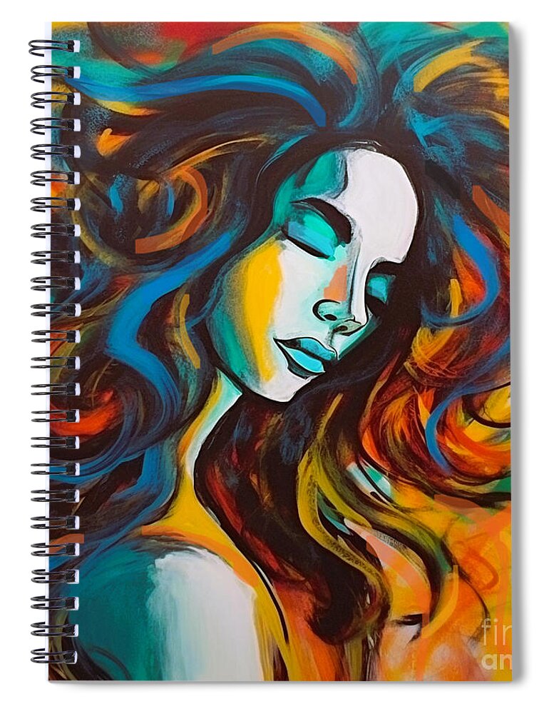 Woman Spiral Notebook featuring the painting Blessings and Blues Art Print by Crystal Stagg