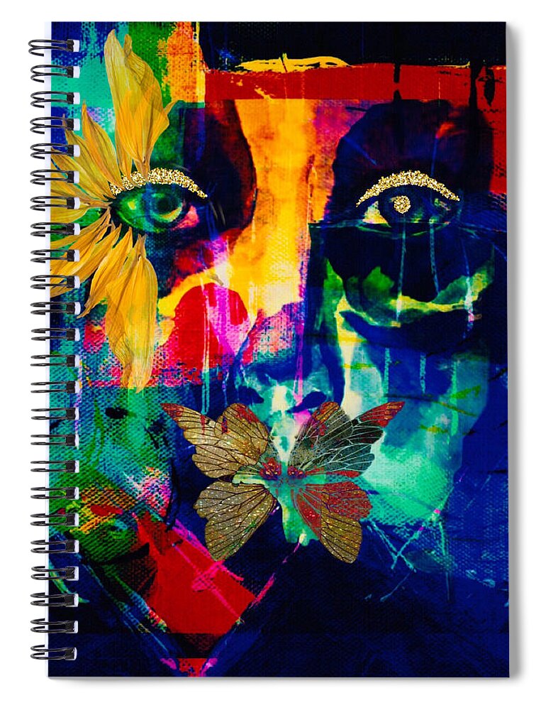 Abstract Art Spiral Notebook featuring the mixed media Blew by Canessa Thomas