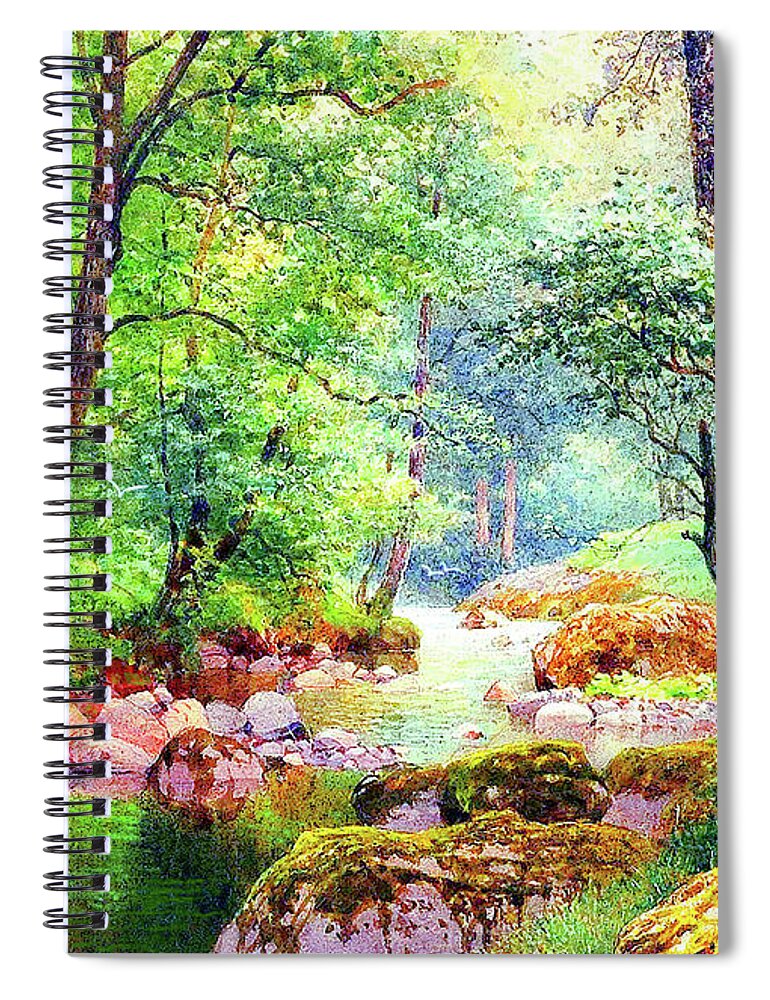 Landscape Spiral Notebook featuring the painting Blissful Stream by Jane Small