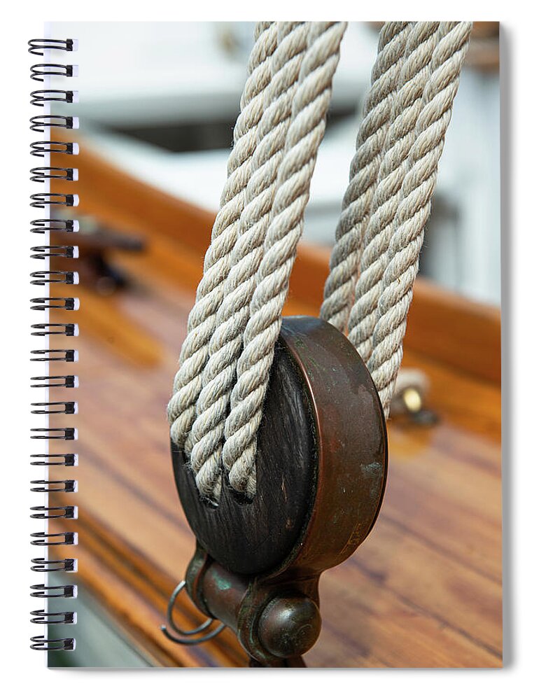 Archetecture Structure Spiral Notebook featuring the photograph Block and Tackle by Dennis Dame