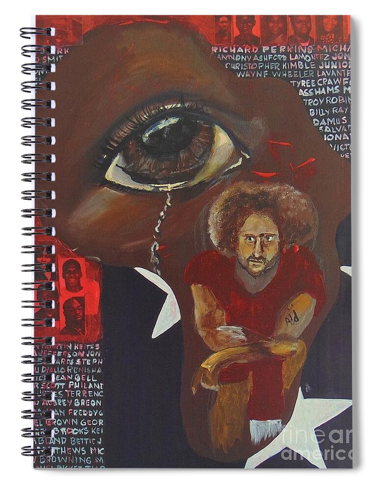 Flag Spiral Notebook featuring the painting Blood on the Flag by Saundra Johnson