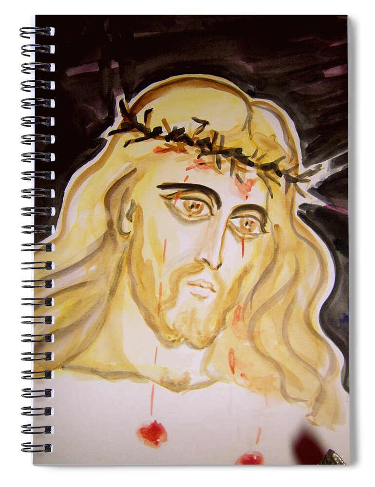  Spiral Notebook featuring the painting Bloody Tears by Nadia Birru