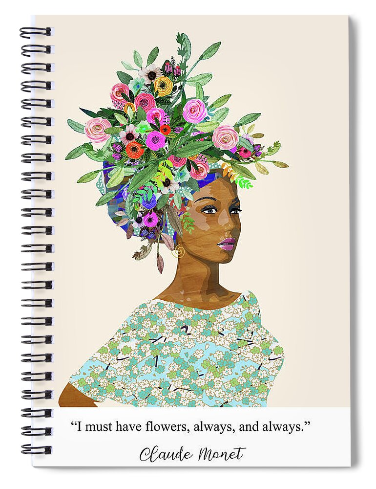 Blooming Spiral Notebook featuring the mixed media Blooming by Claudia Schoen